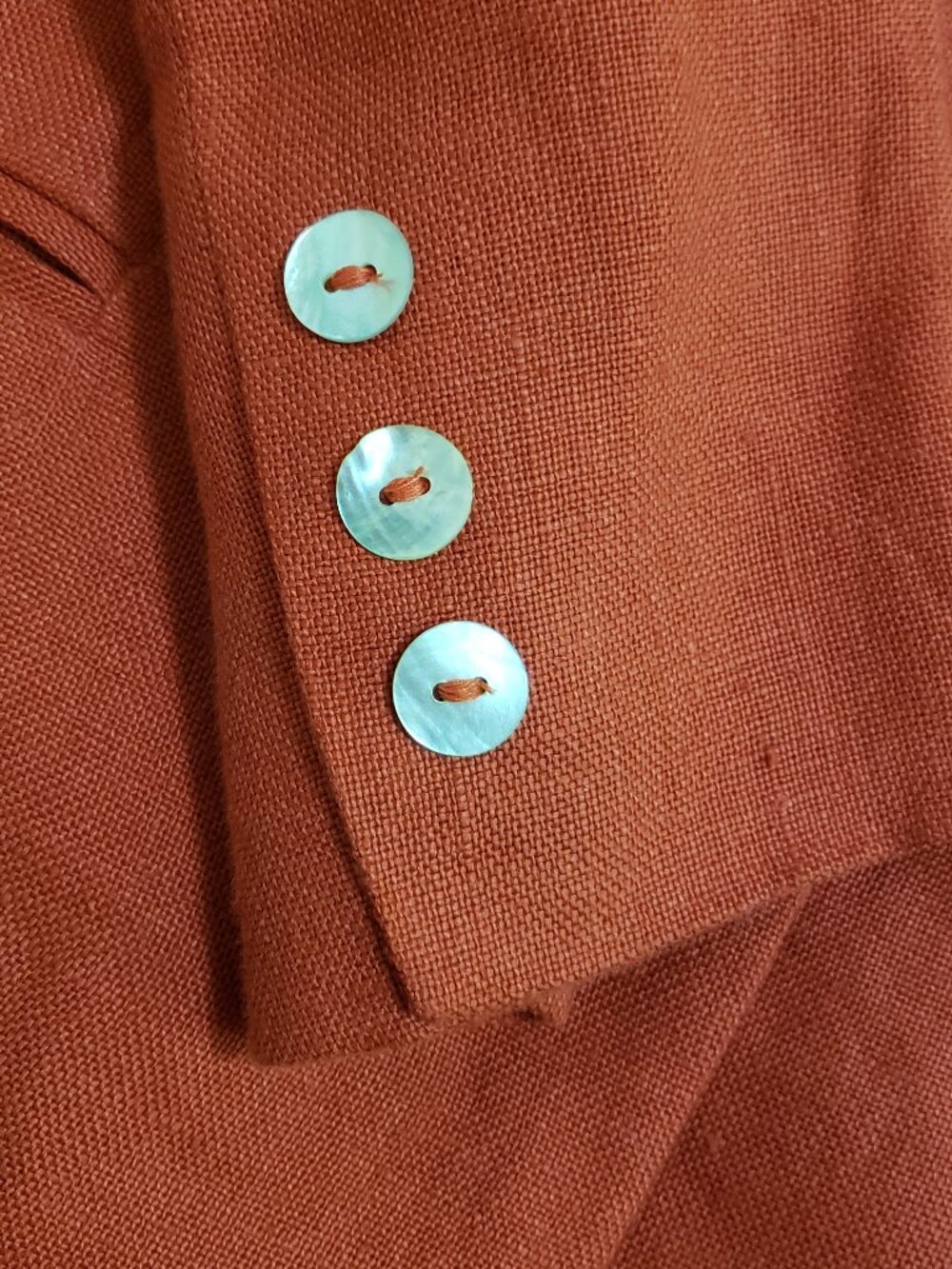 New Jennifer Moore Women's Size 6 Break/ Orange 100% Linen Blazer Shell Buttons - Picture 8 of 13